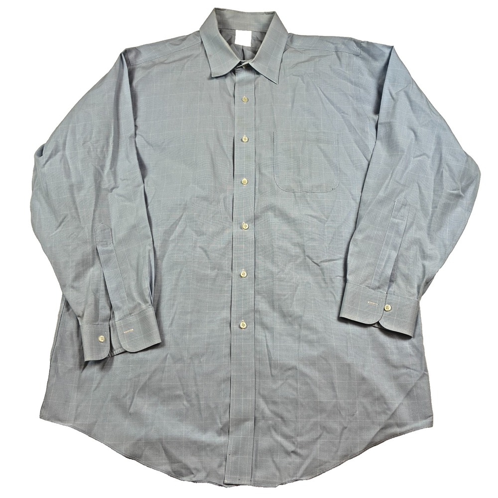 Brooks Brothers Blue Windowpane Dress Shirt 16.5 33 Traditional Cotton Non Iron - Picture 2 of 6